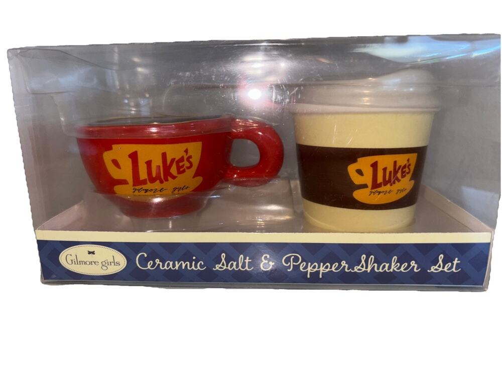 Gilmore Girls Latte Mug Coffee Ceramic Cup Salt & Pepper Shaker Set Lukes Diner